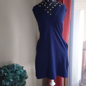 Navy blue sleeveless cotton dress